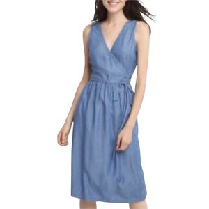 The Gap | Chambray V-Neck Sleeveless Wrap Dress (Size XL)